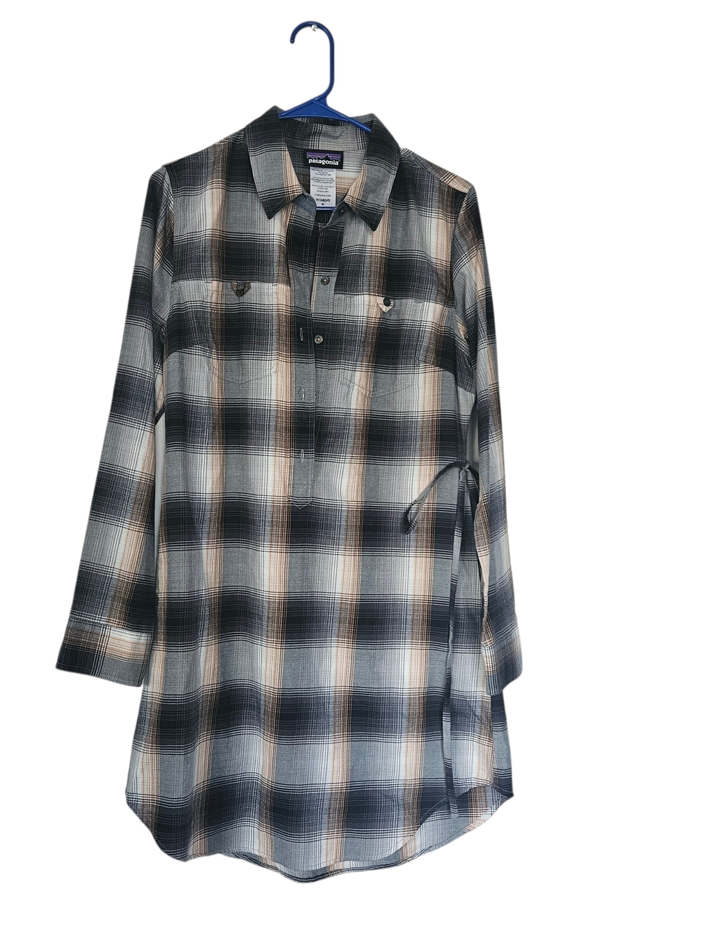 Patagonia Long-Sleeve Plaid Shirt Dress Size 10